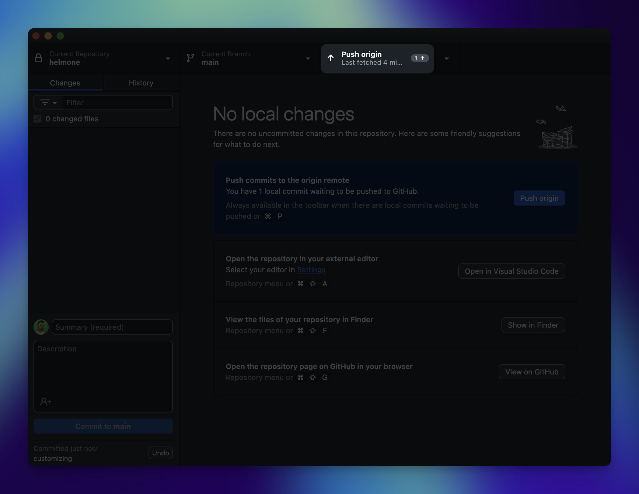 GitHub Desktop changes UI
