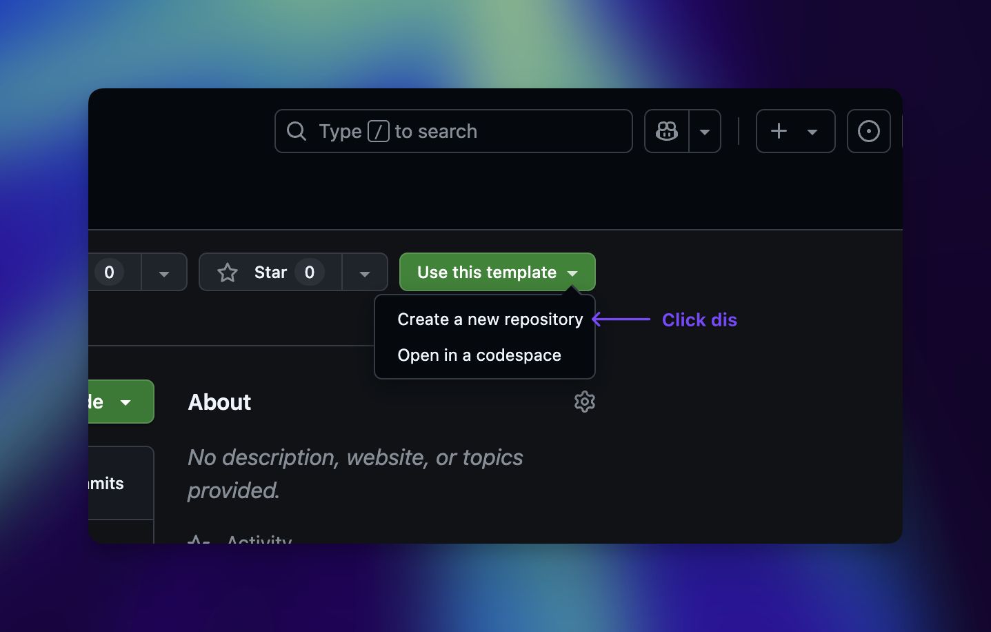 GitHub clone template UI